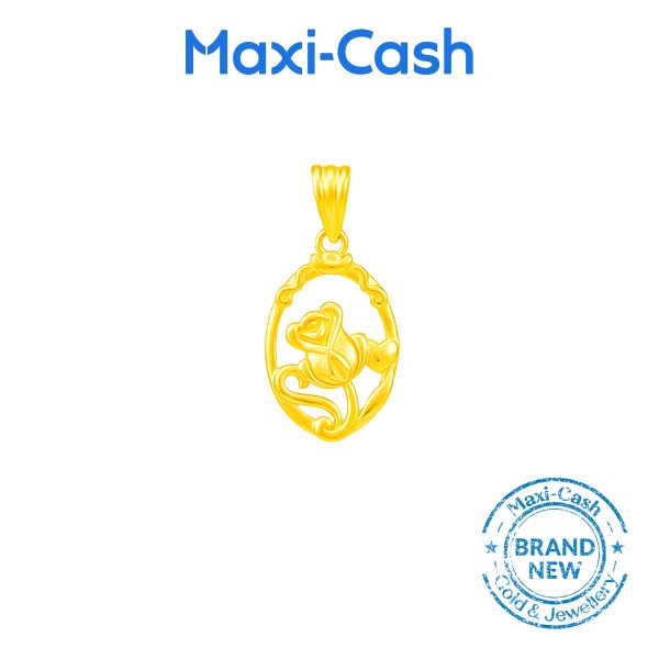 Rose Medallion Pendant in 916 Gold - Image 2