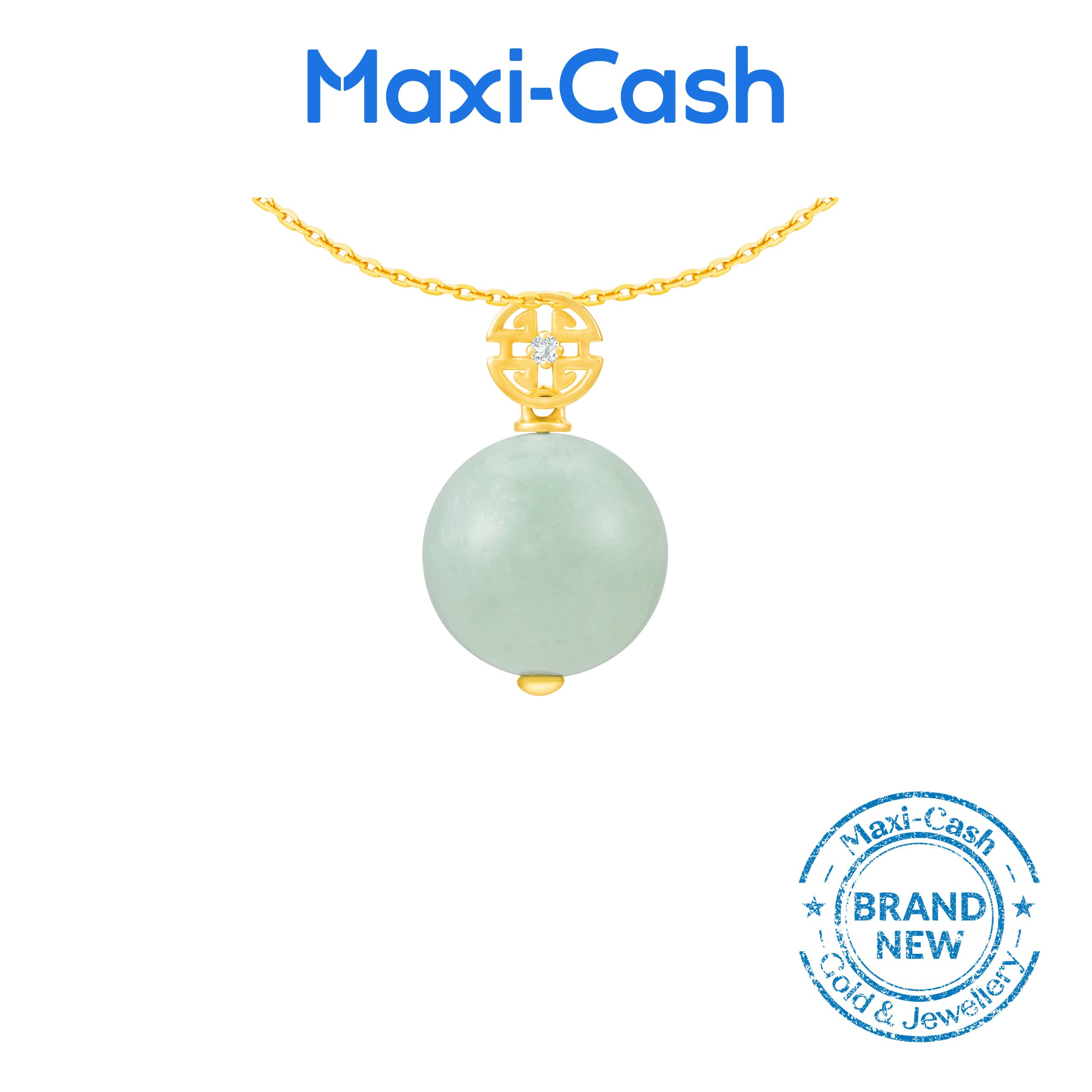 Glistening Dew Jadeite Pendant in 18K Yellow Gold