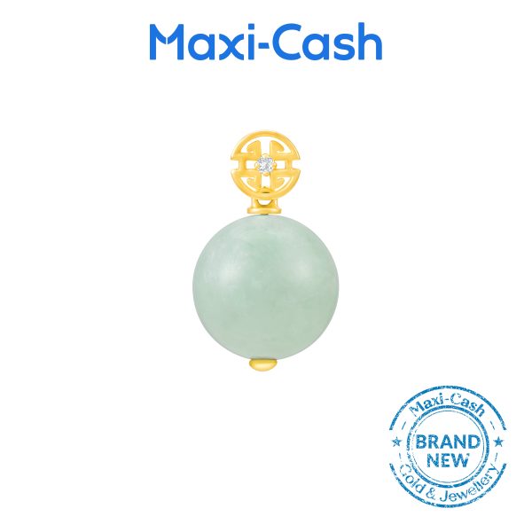 Glistening Dew Jadeite Pendant in 18K Yellow Gold - Image 2