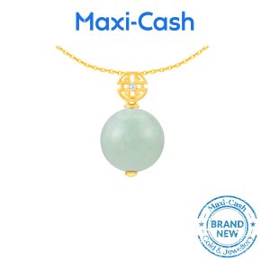 Glistening Dew Jadeite Pendant in 18K Yellow Gold