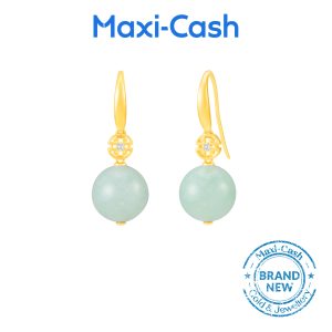 Glistening Dew Jadeite Earrings in 18K Yellow Gold