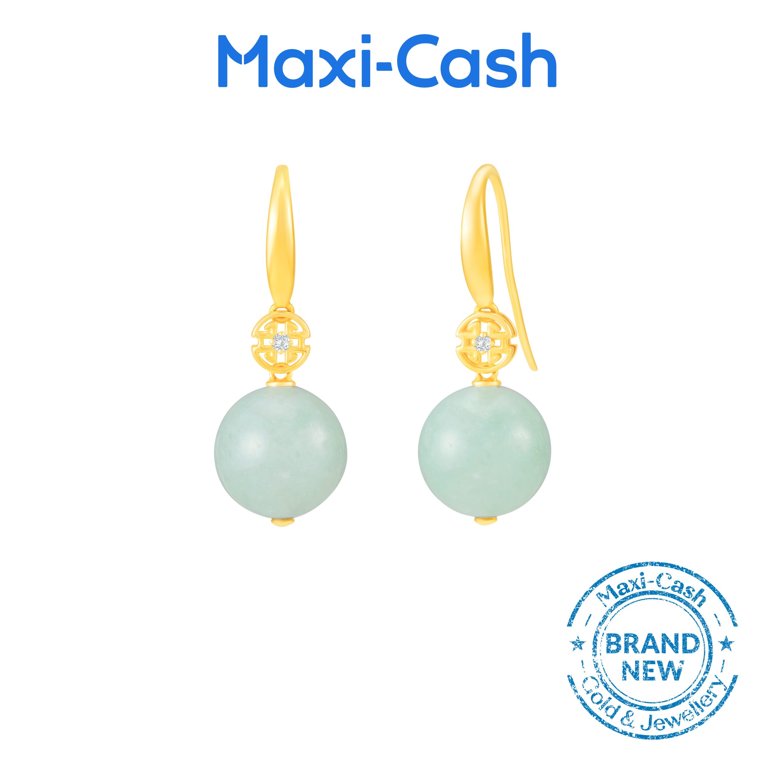 Glistening Dew Jadeite Earrings in 18K Yellow Gold