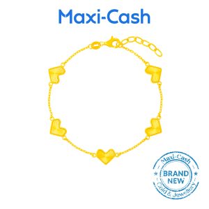 Glittering Hearts Bracelet in 916 Gold