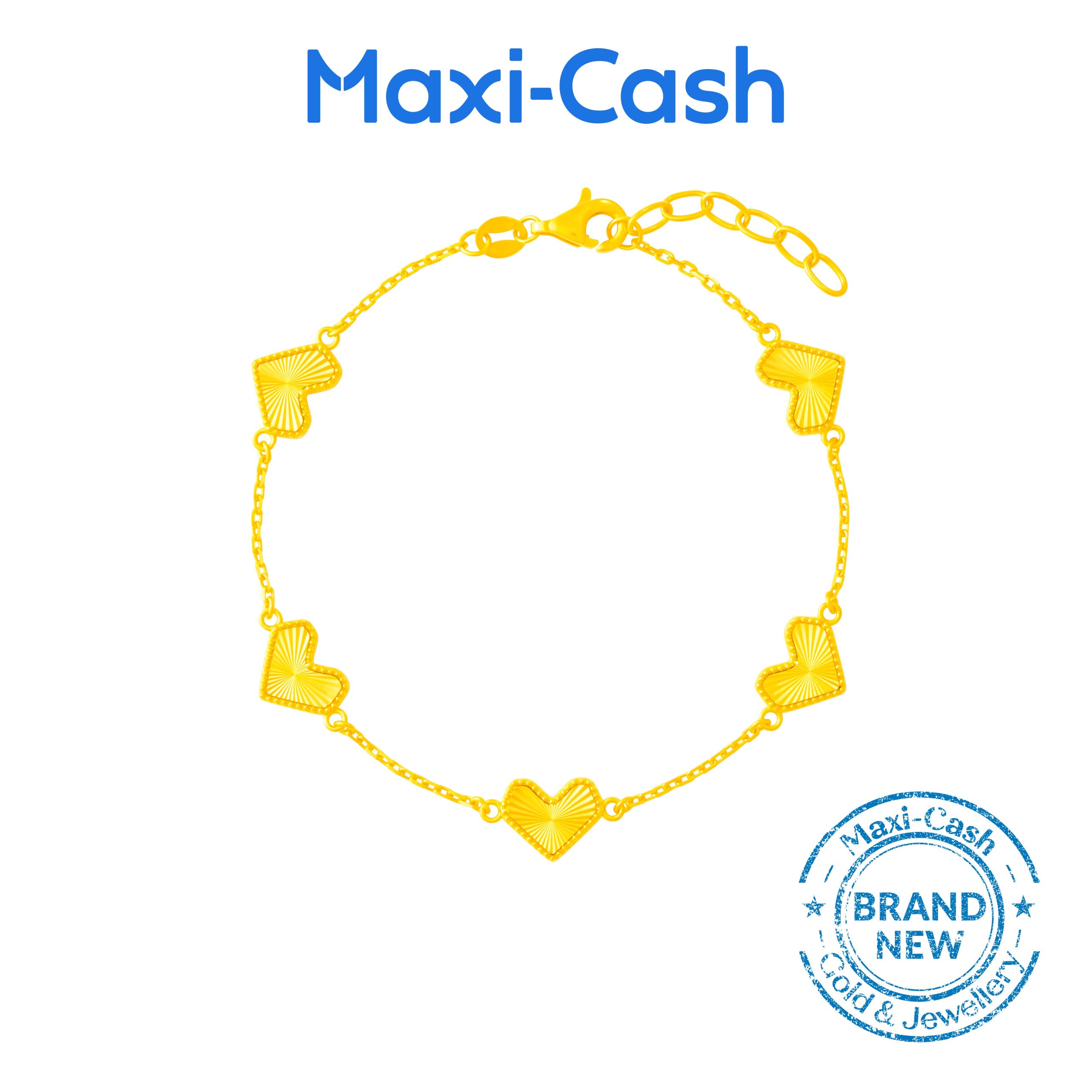 Glittering Hearts Bracelet in 916 Gold