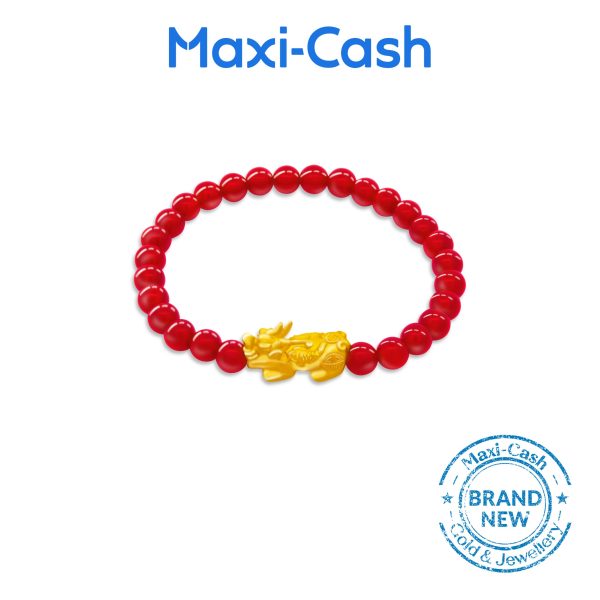 Golden Prosperity Pixiu Bracelet in 999 Gold (Red)