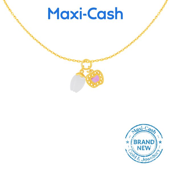 Golden Apple Tulip Nephrite Pendant in 999 Gold