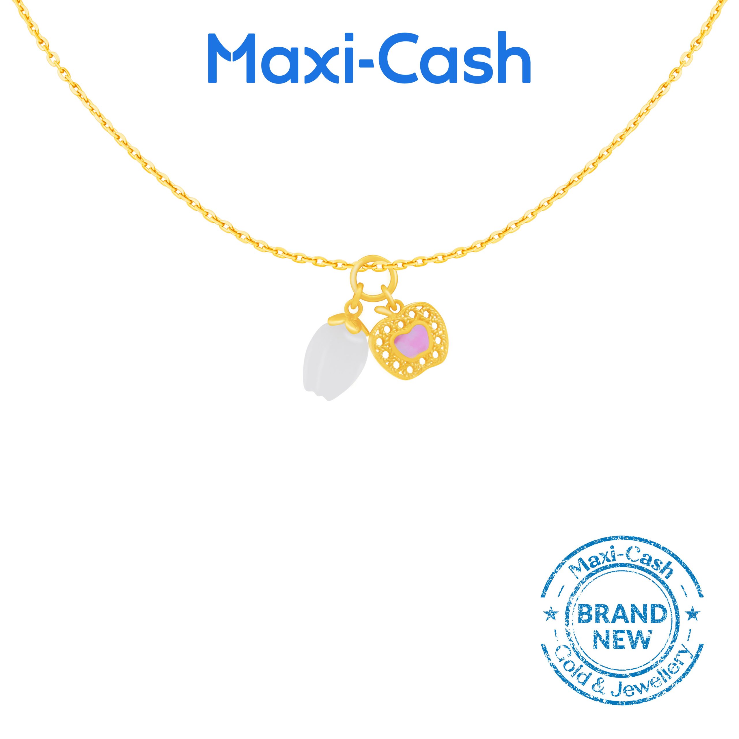 Golden Apple Tulip Nephrite Pendant in 999 Gold