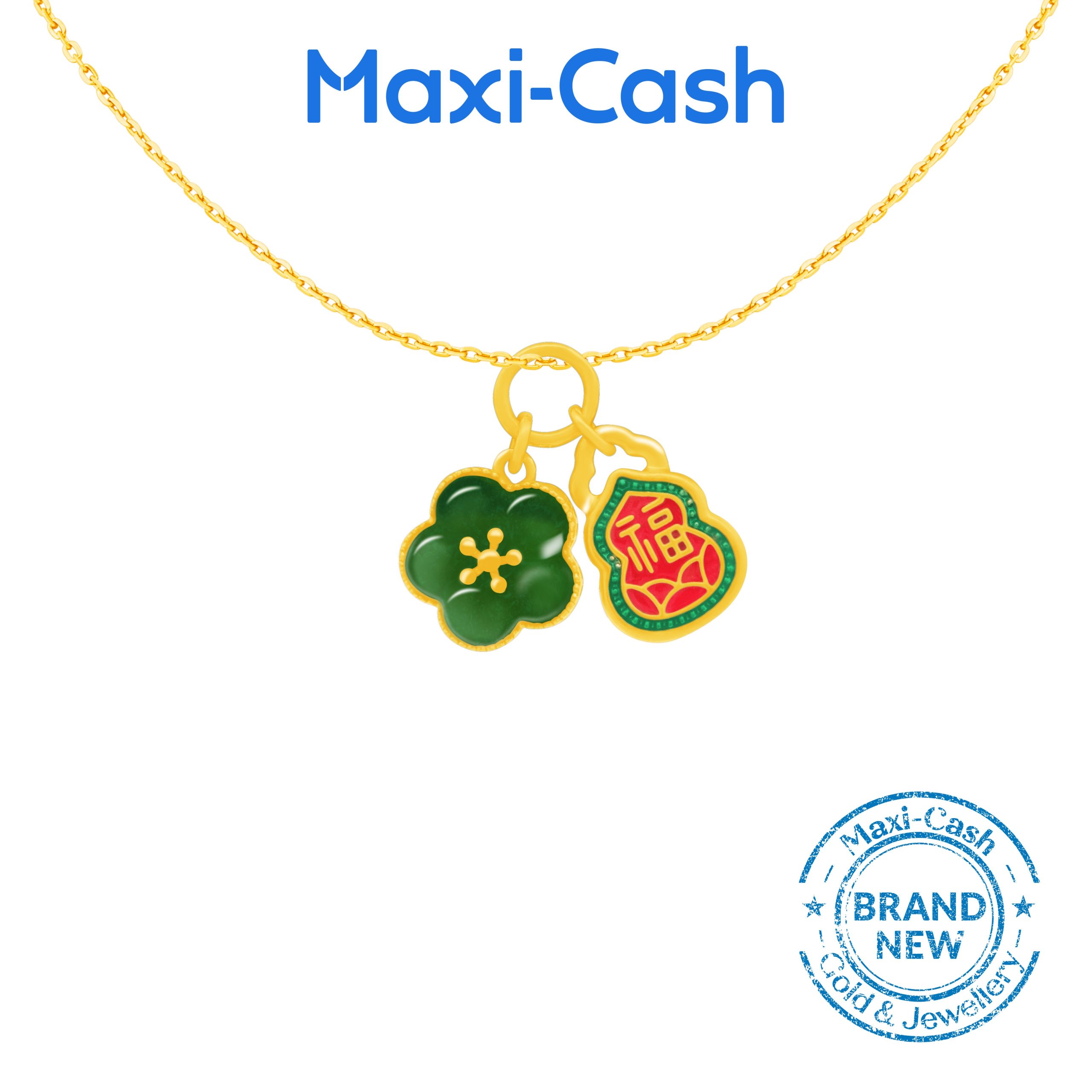 Fortune Cherry Blossom Nephrite Pendant in 999 Gold