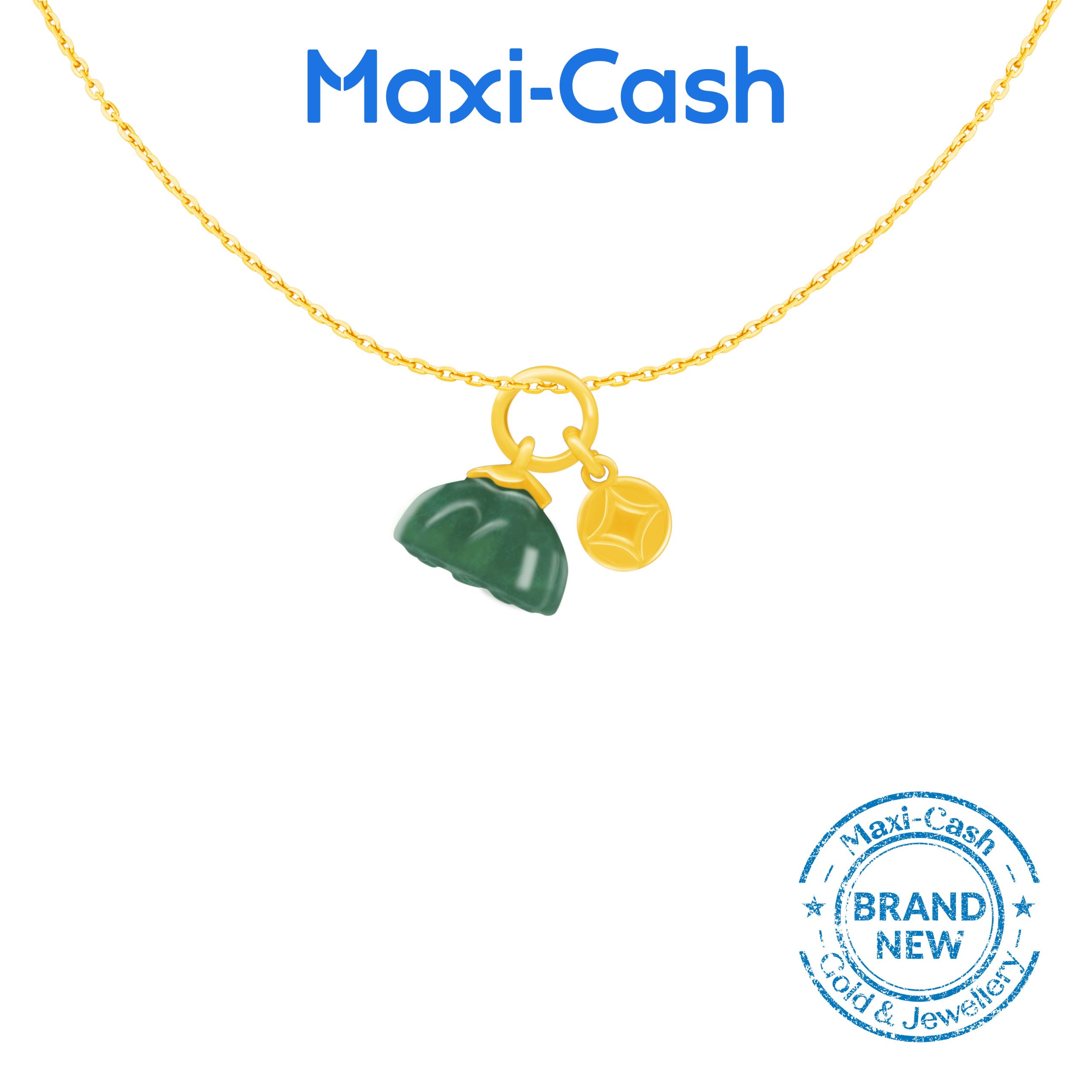 Golden Coin with Lotus Nephrite Pendant in 999 Gold