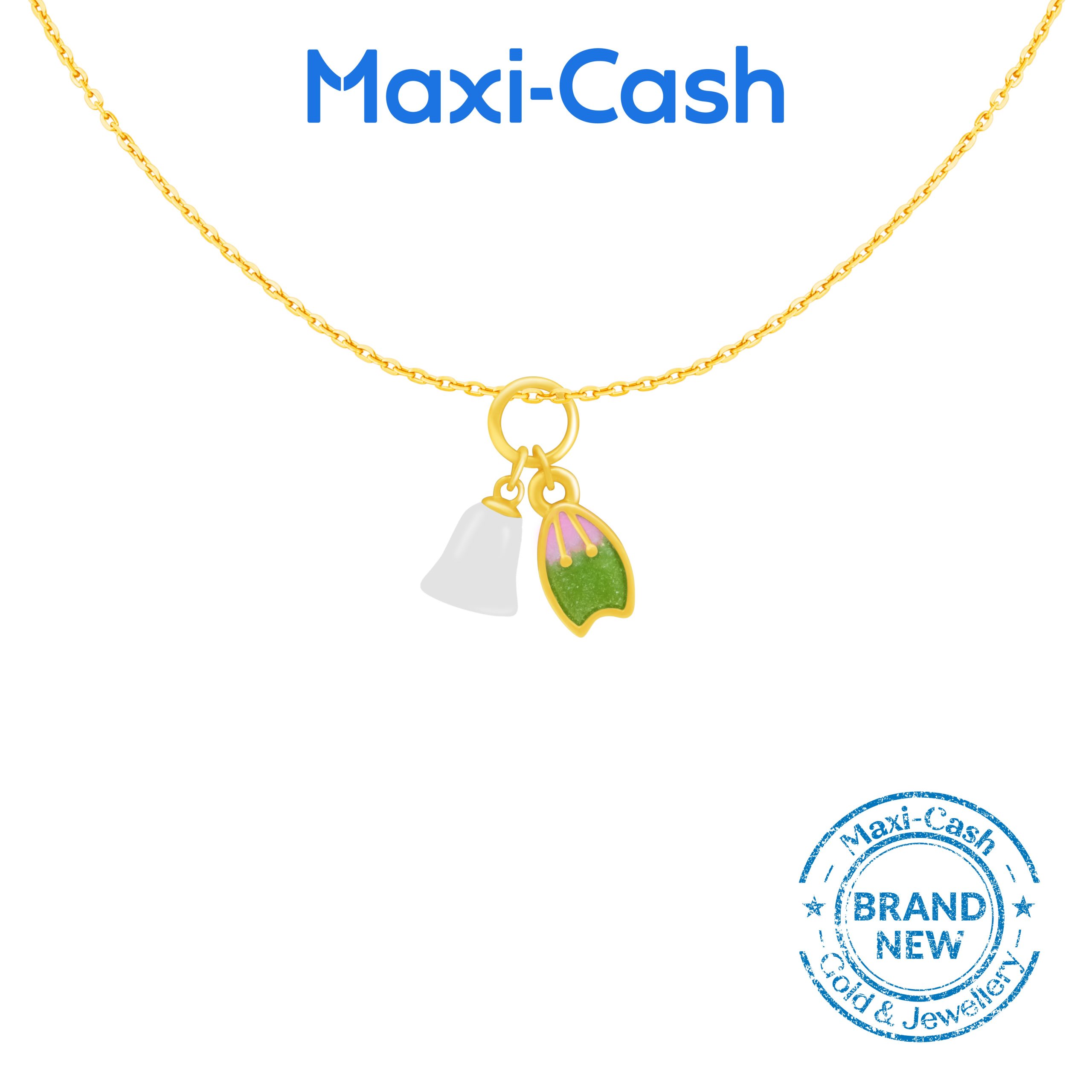 Sakura Petal Bellflower Nephrite Pendant in 999 Gold
