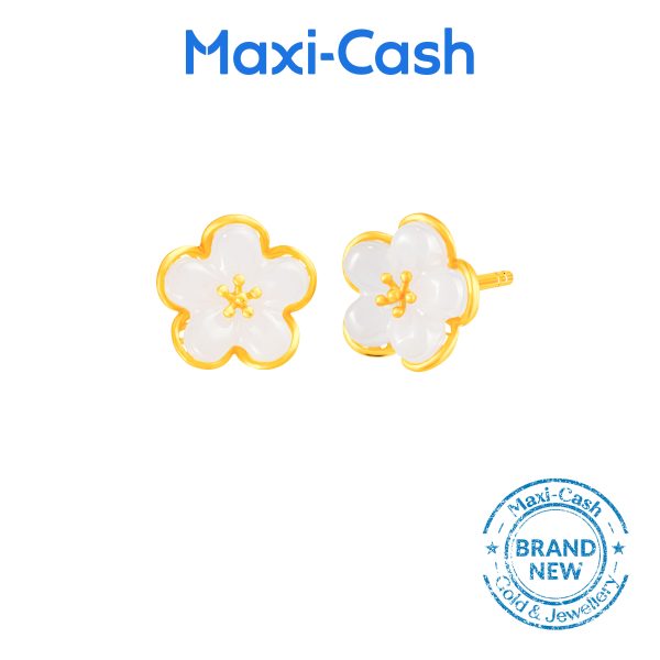 Peach Blossom Neprhite Earrings in 999 Gold