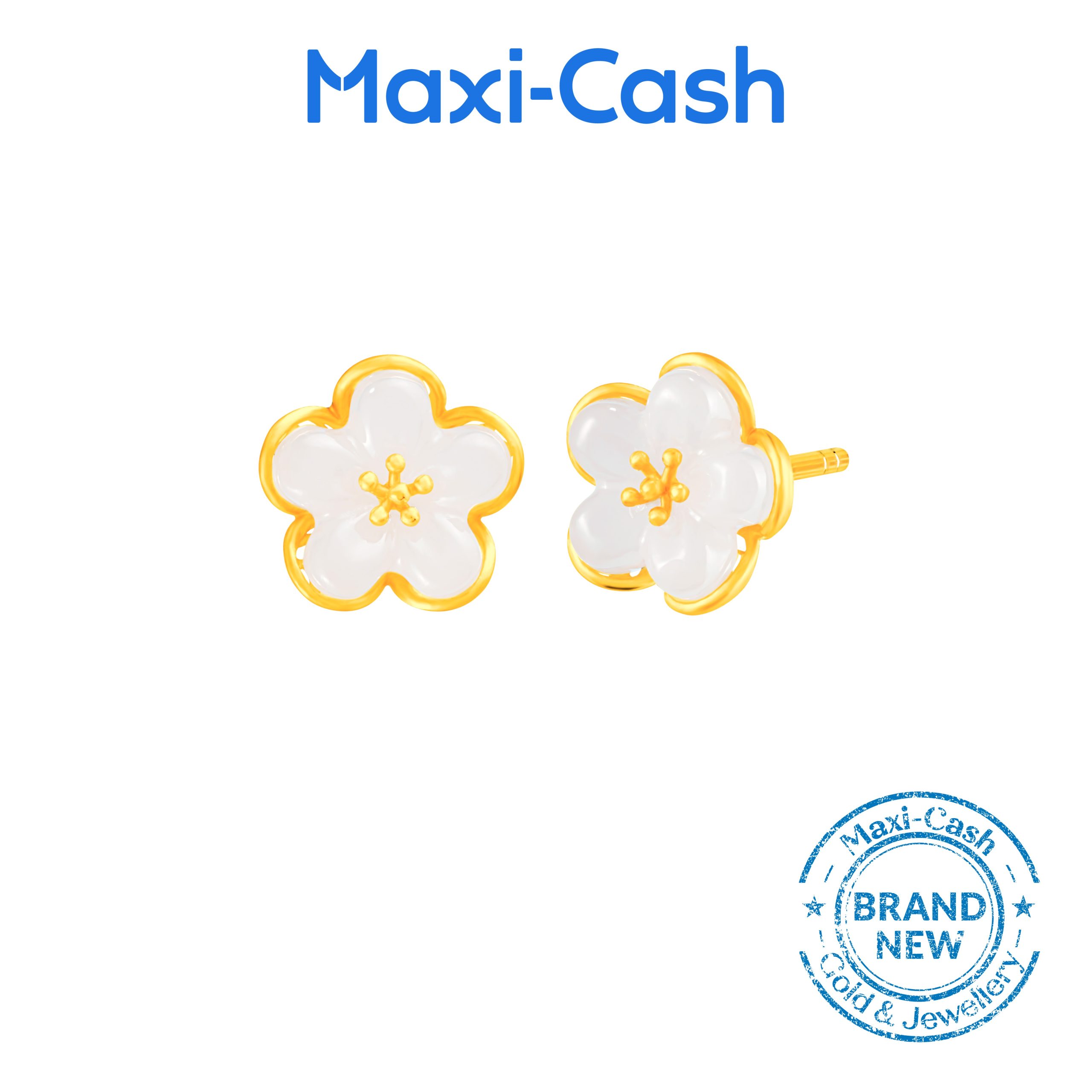 Peach Blossom Neprhite Earrings in 999 Gold