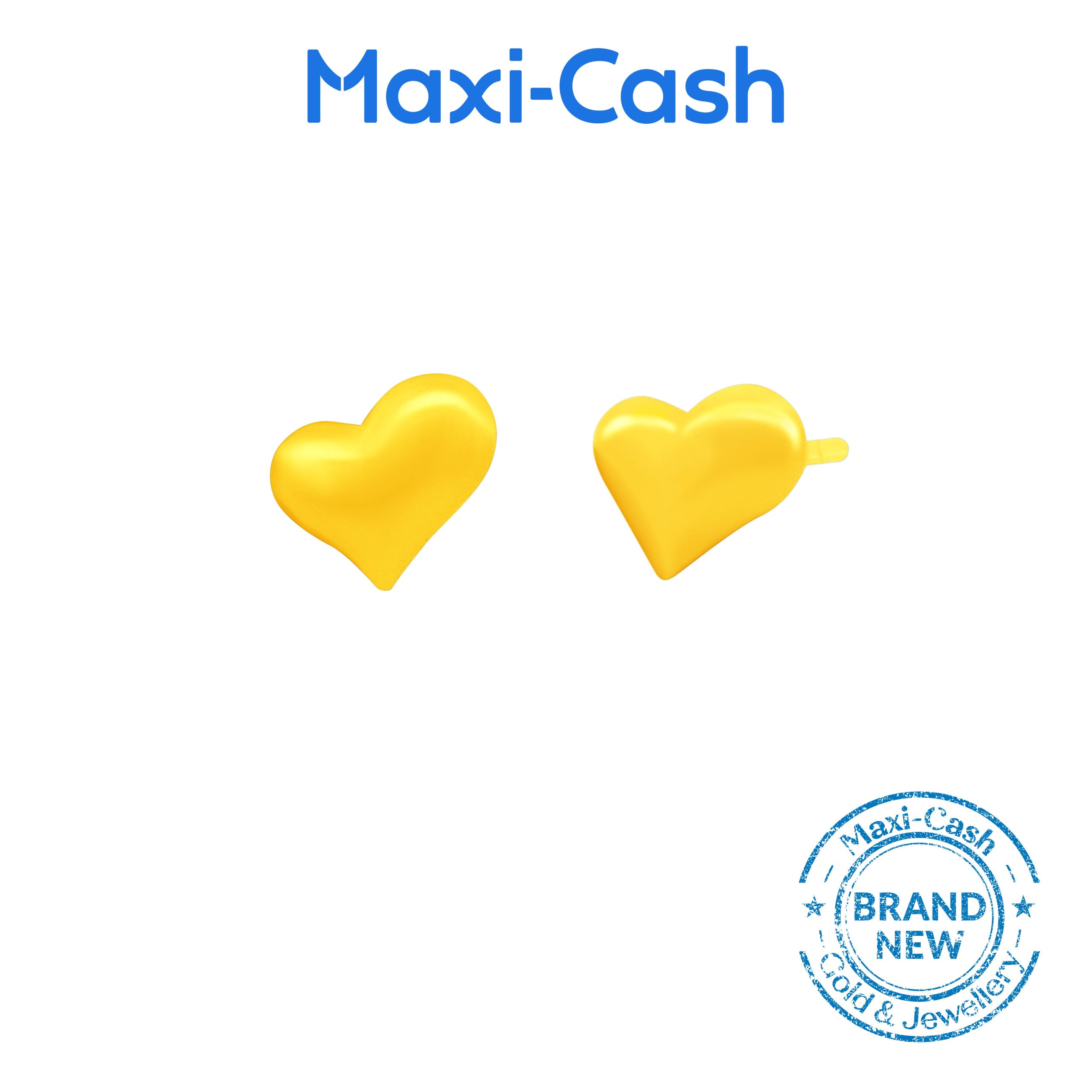Puffy Heart Earrings in 999 Gold