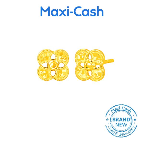 Clover Bloom Earrings in 916 Gold