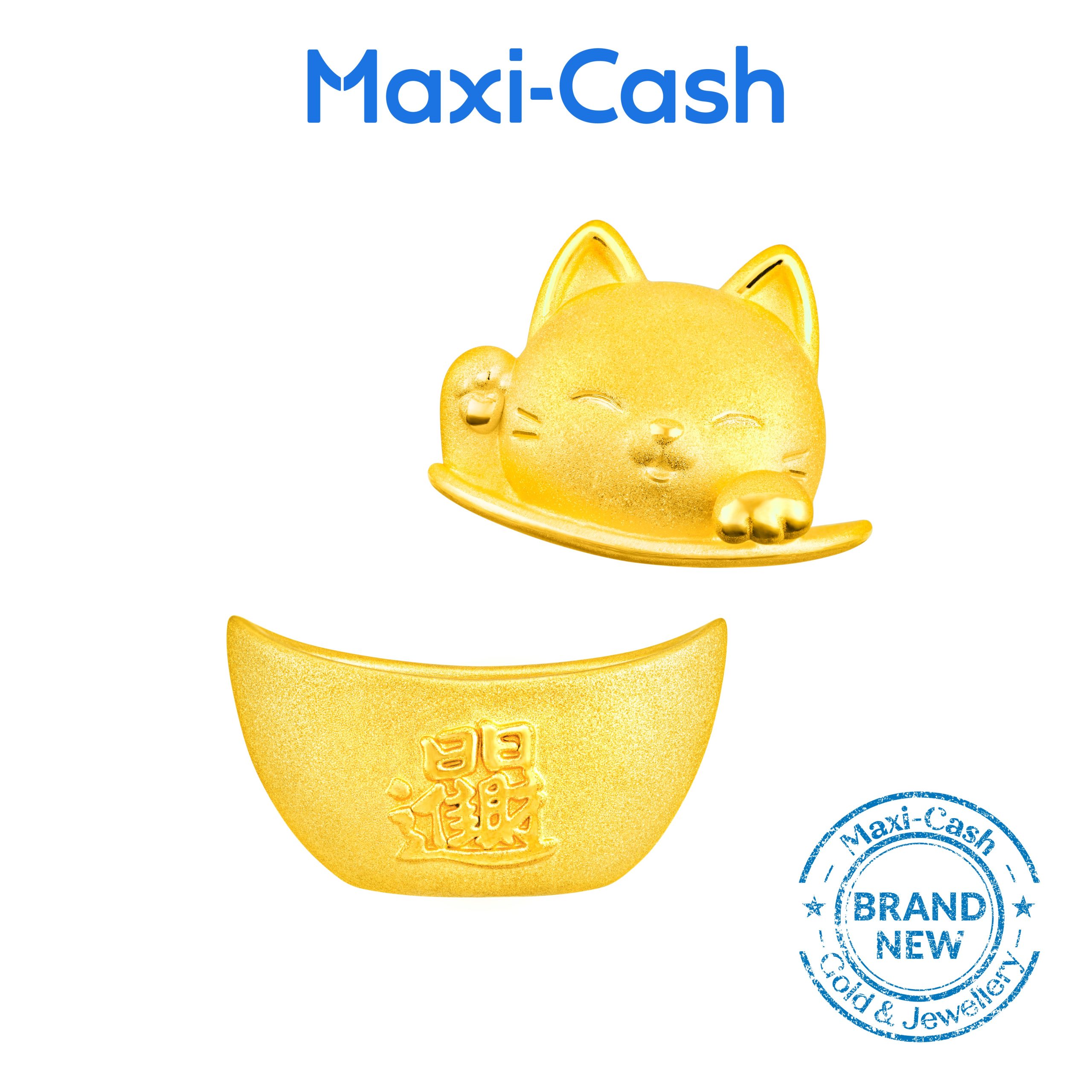 Golden Fortune Cat Pot in 999 Gold