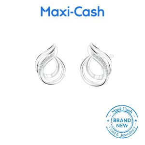 Opaline Trace Diamond Earrings in 14K White Gold