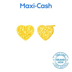 Golden Radiance Heart Earrings in 999 Gold