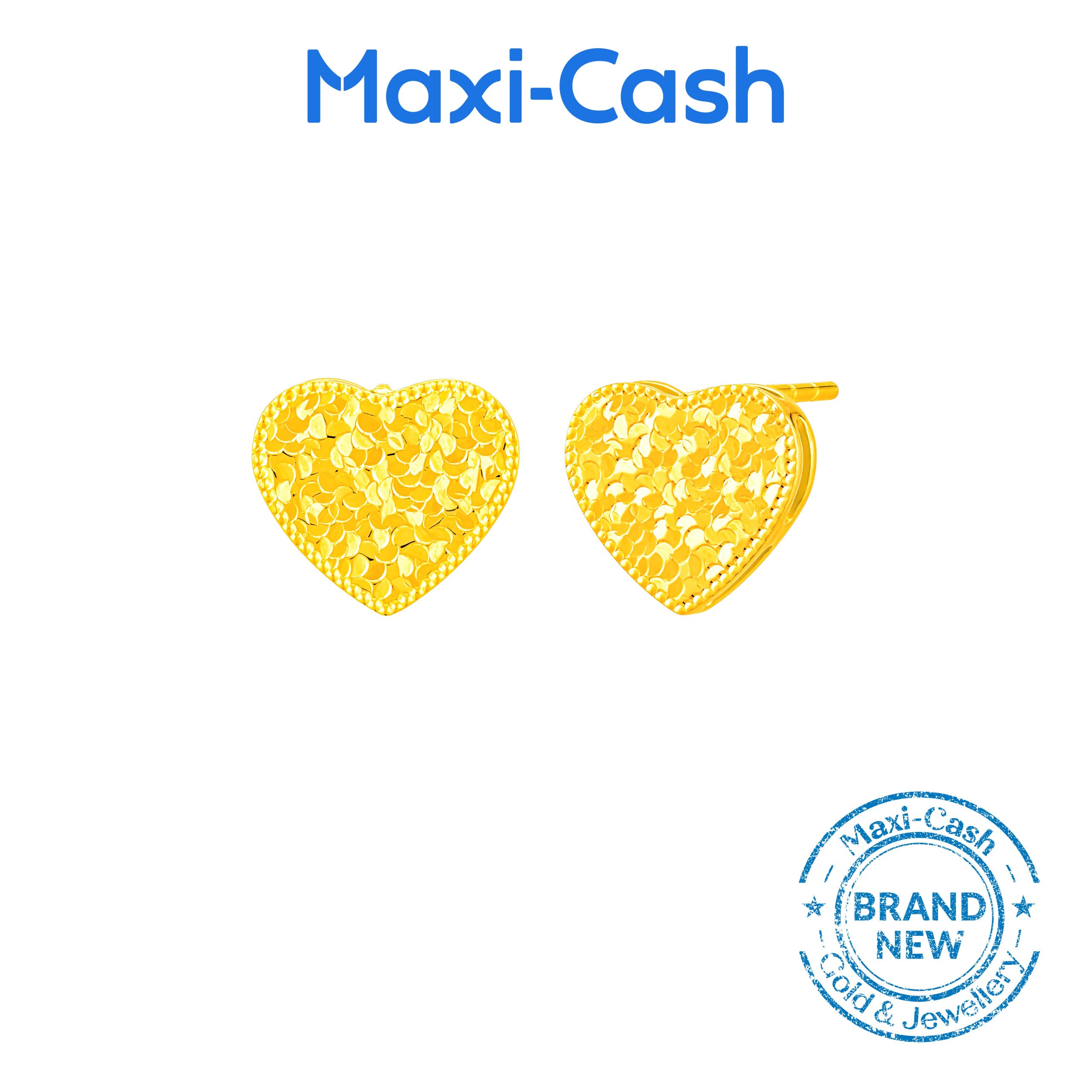 Golden Radiance Heart Earrings in 999 Gold