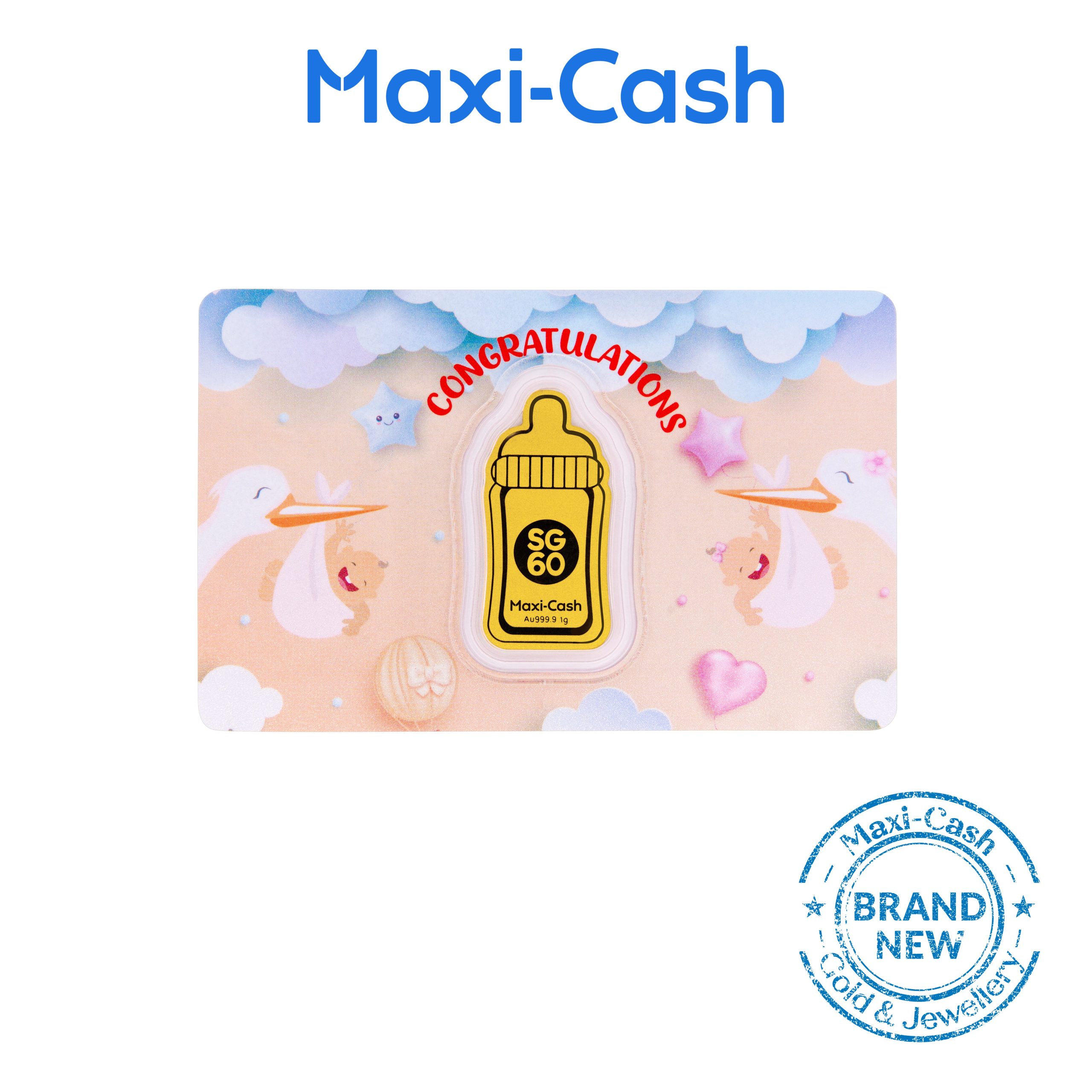 SG60 Baby Milk Bottle Gold Bar in 999 Gold [Bundle of 1/3]
