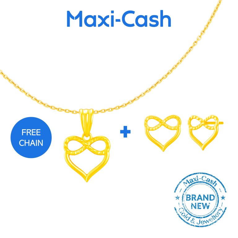 Infinity Heart Pendant and Earrings Bundle Deal