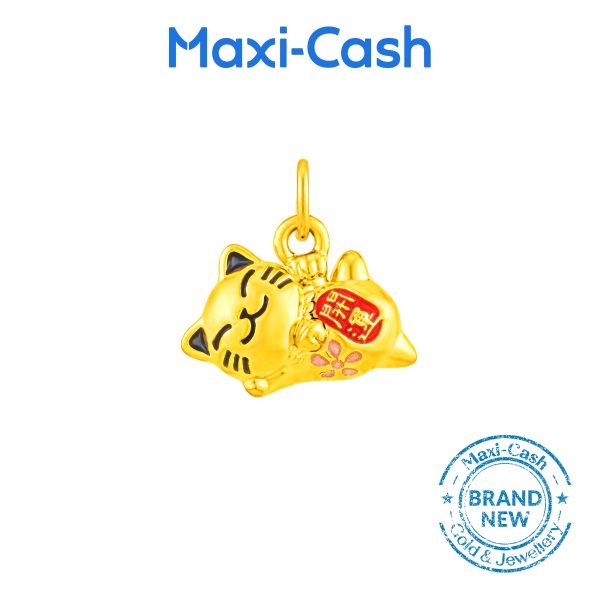 Bountiful Luck Fortune Cat Fantasi Charm in 999 Gold
