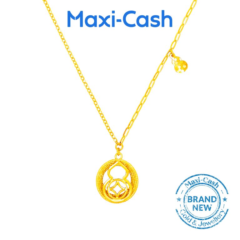 Fortune Gourd (Hulu and Coin) Necklace in 999 Gold