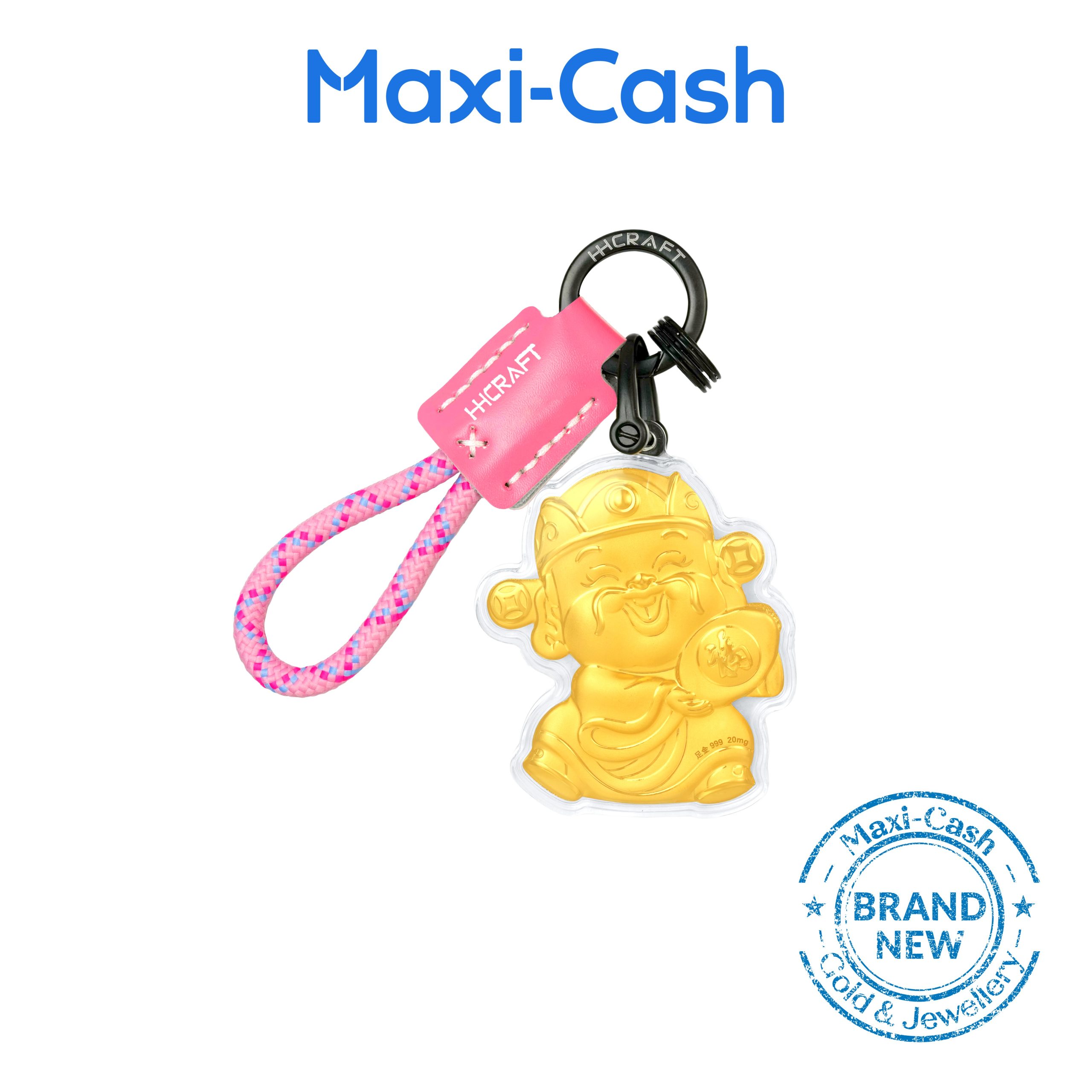 God Of Fortune (Golden Ingot) Key Ring in 999 Gold