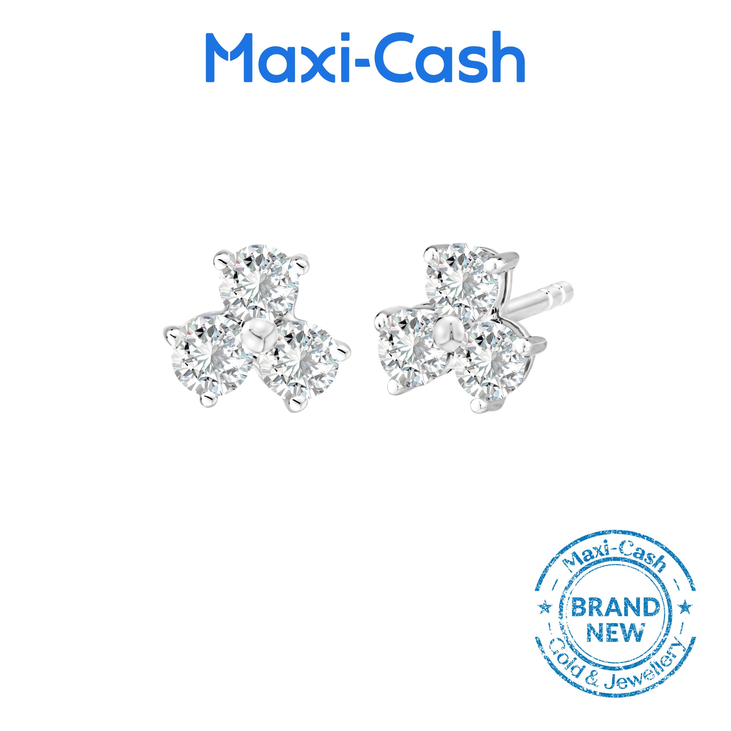 Trinity Clover True Carat Earrings in 14K White Gold