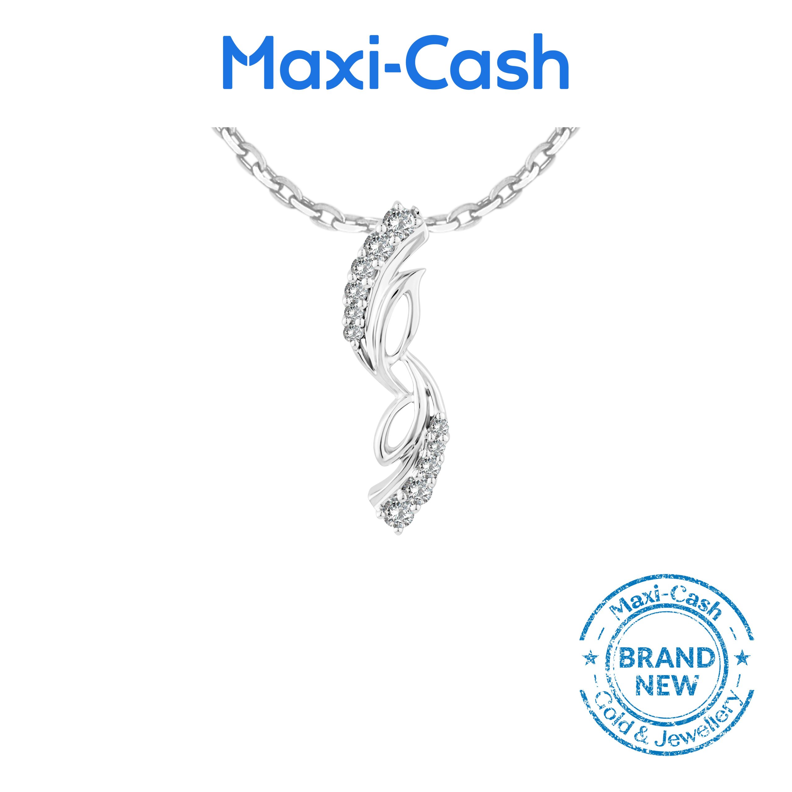 Linear Wave Pendant in 18K White Gold