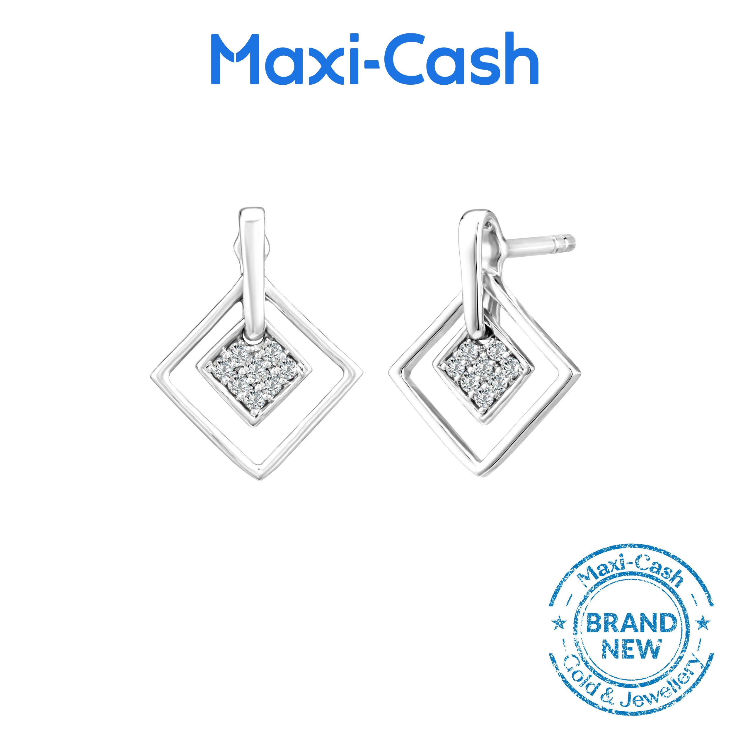 Diamond Geometry Whimy Earrings in 18K White Gold