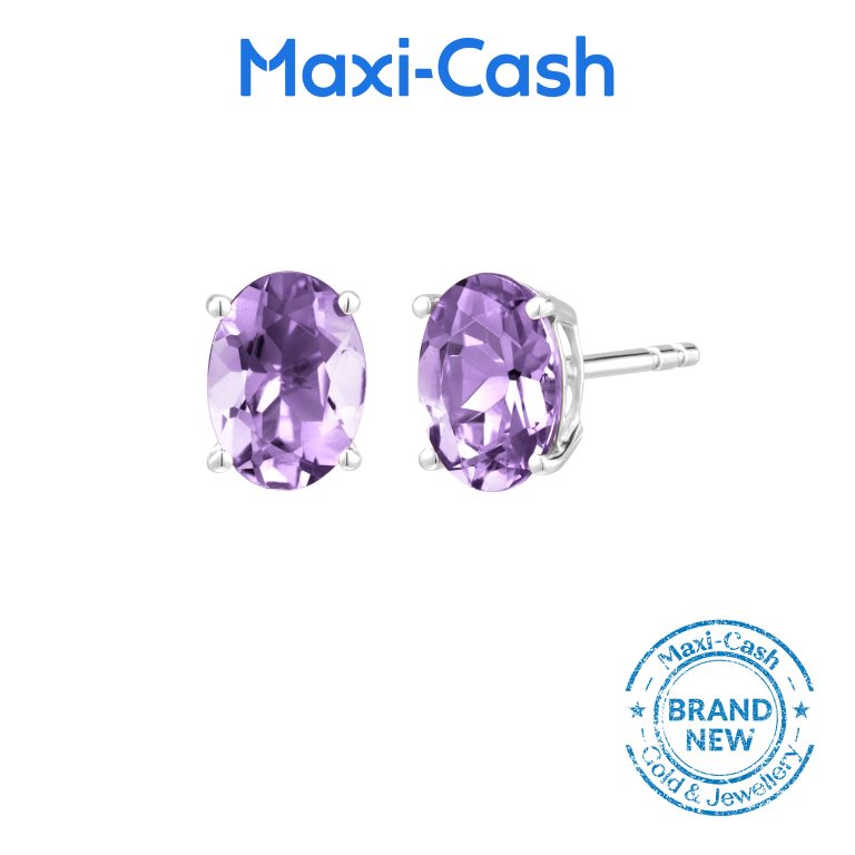 Amethyst Allure Earrings in 18K White Gold
