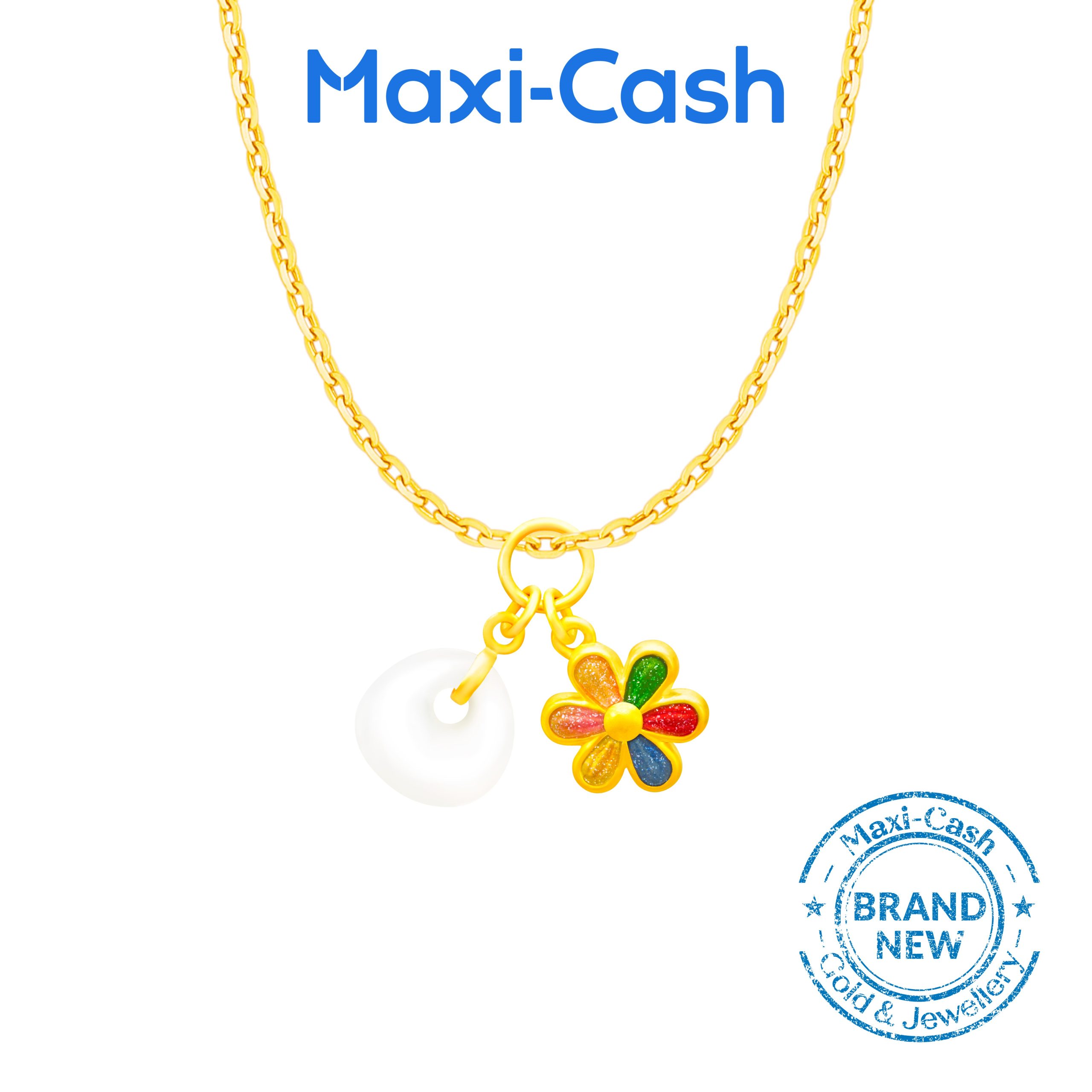 Rainbow Bloom Nephrite Pendant in 999 Gold