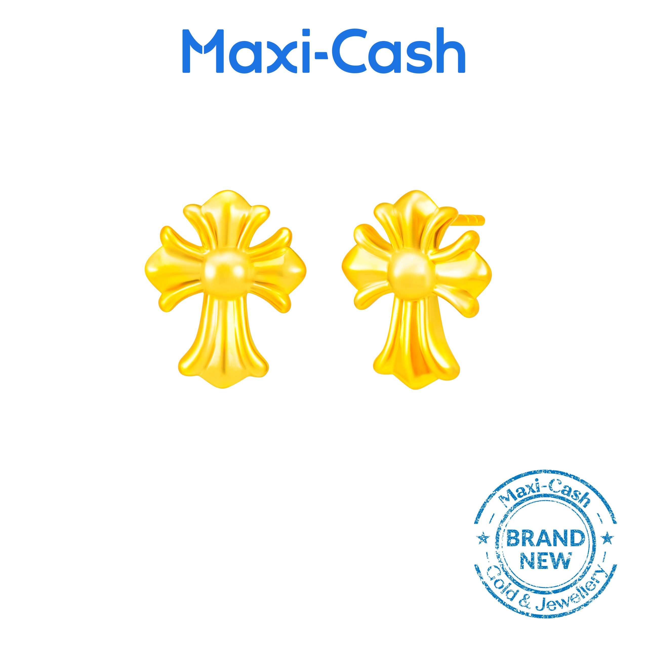 Fleur-de-lis Cross Earrings in 999 Gold