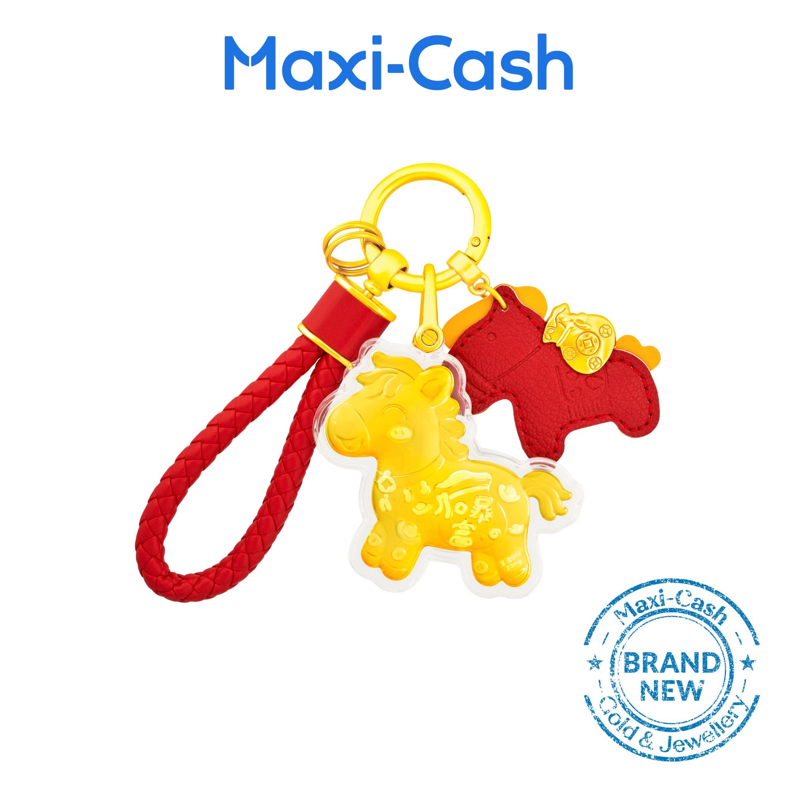 Fortune Pony Key Ring (Red) in 999 Gold