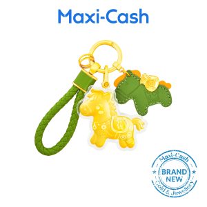Abundance Pony Key Ring (Green) in 999 Gold