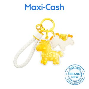 Prosperity Pony Key Ring (White) in 999 Gold