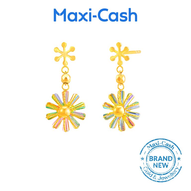 Bloom of Iridescence Earrings in 916 Gold