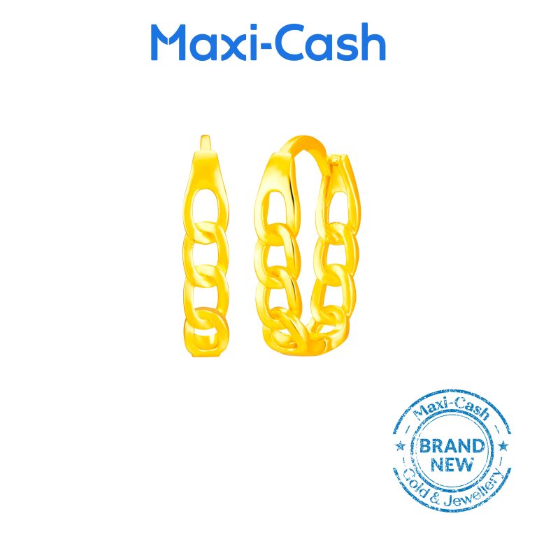Aurum Link Hoop Earrings in 916 Gold