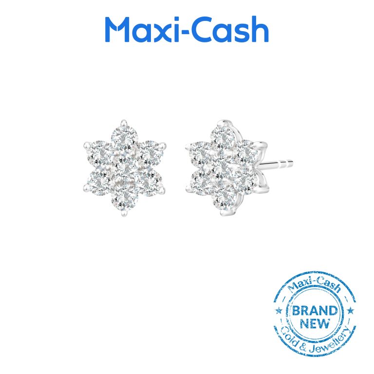 True Carat Diamond Linea Bloom Earrings in 14K White Gold