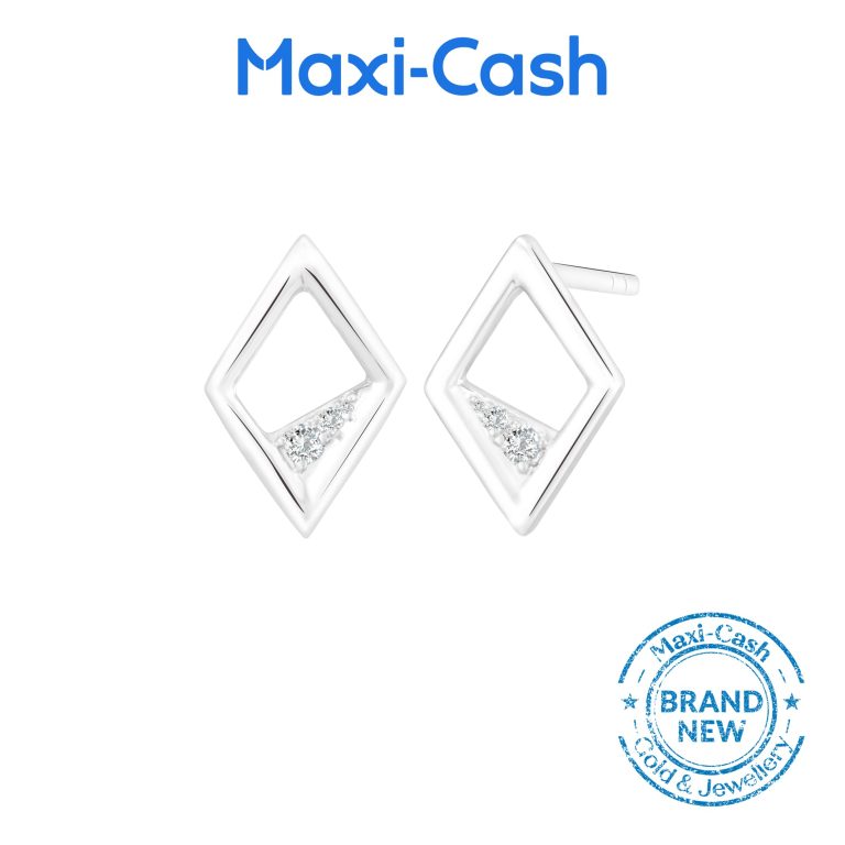 Diamond Geometric Wave Earrings in 14K White Gold