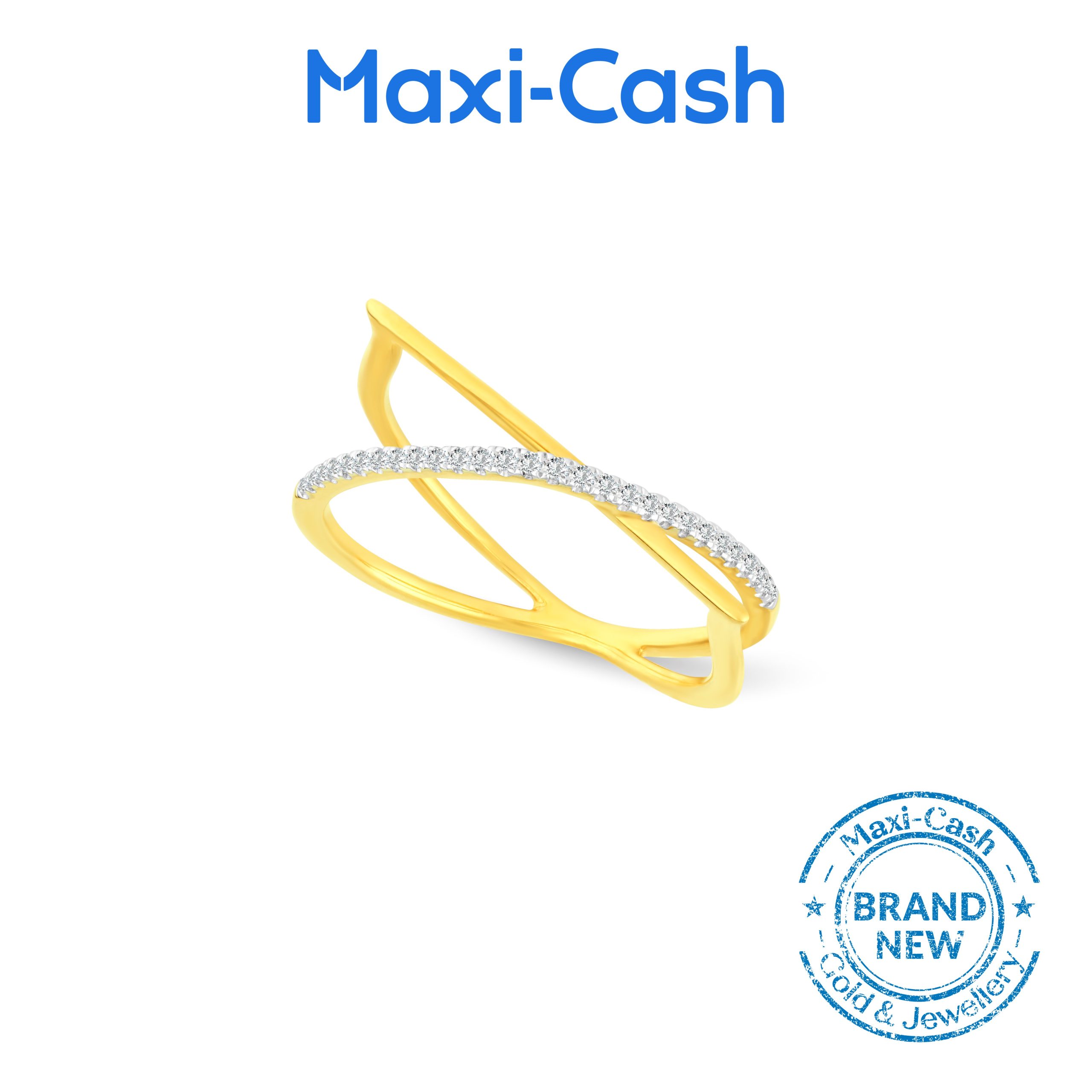 Diamond Interlaced Geometric Ring in 18K Yellow Gold