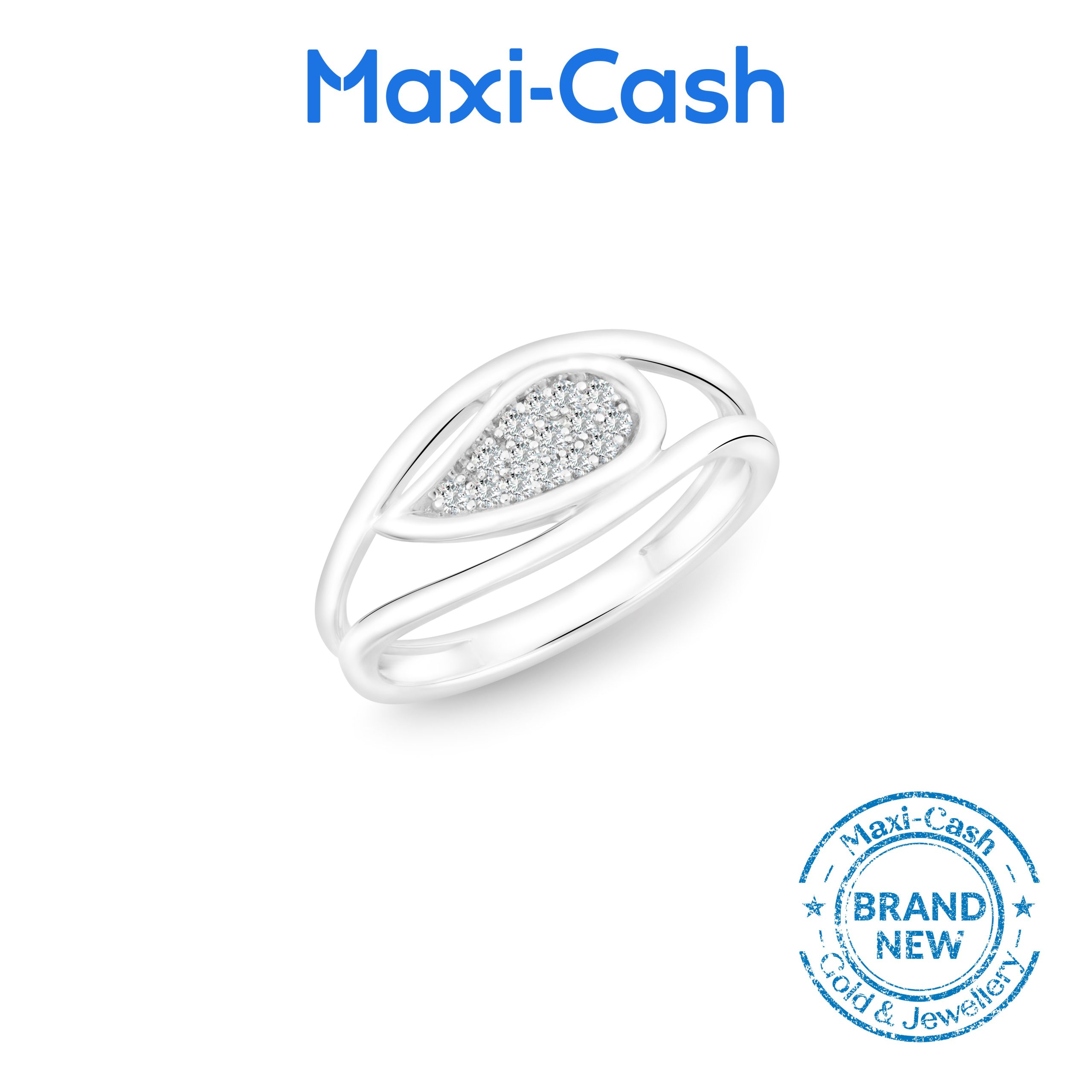 Diamond Teardrop Ring in 18K White Gold