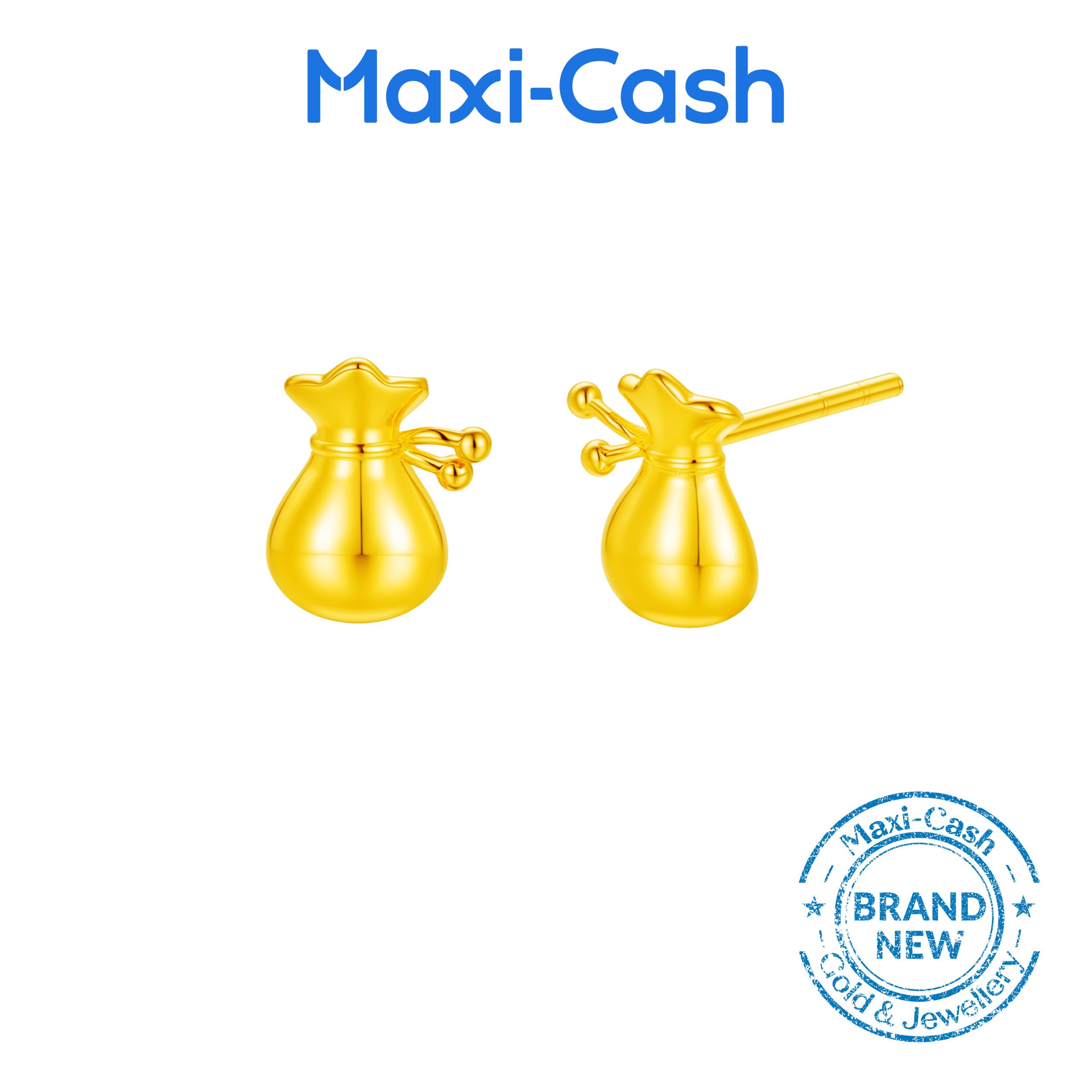 Fortune Bag Earrings in 916 Gold