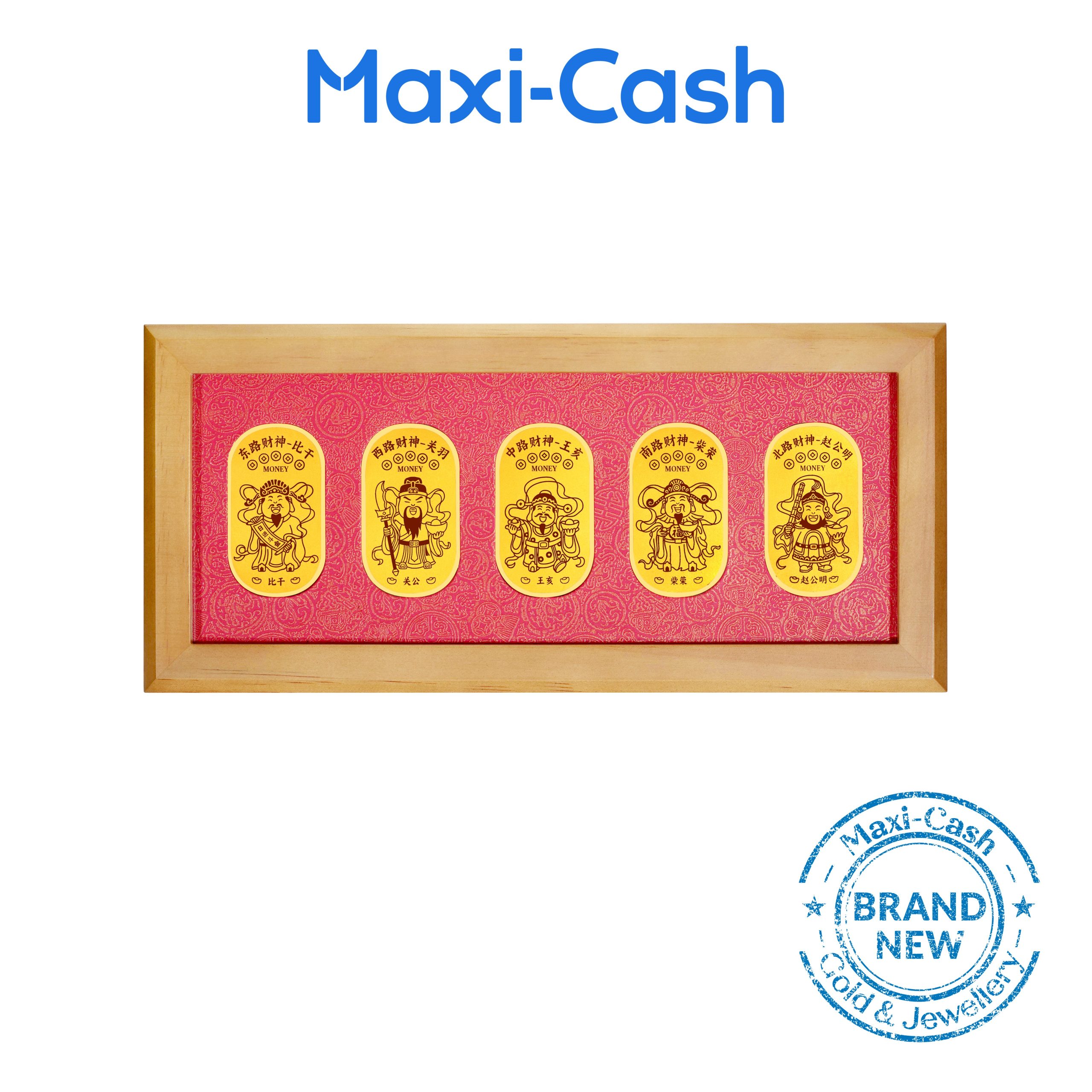 Five Blessings Fortune God Phone Stickers in 999 Gold