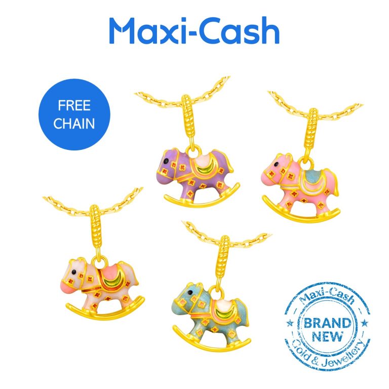 Buy 1 Get 3 Free (2 Pendants + 2 Chains) Horse Pendants in 916 Gold