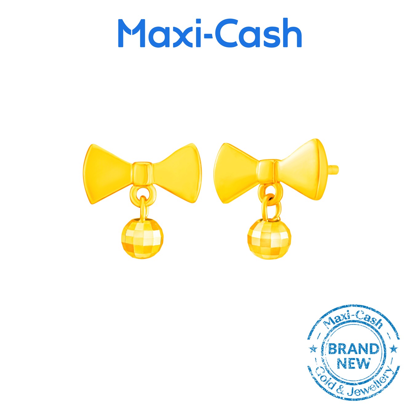 Twinkle Bow Earrings in 916 Gold