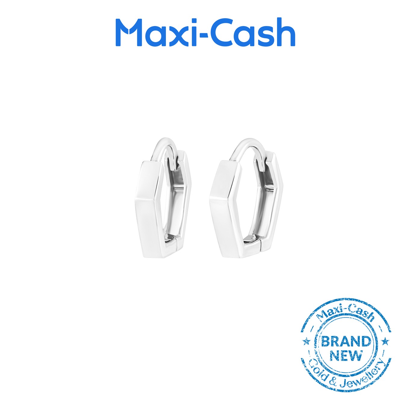 Chic Geometric Earrings in 18K White Gold