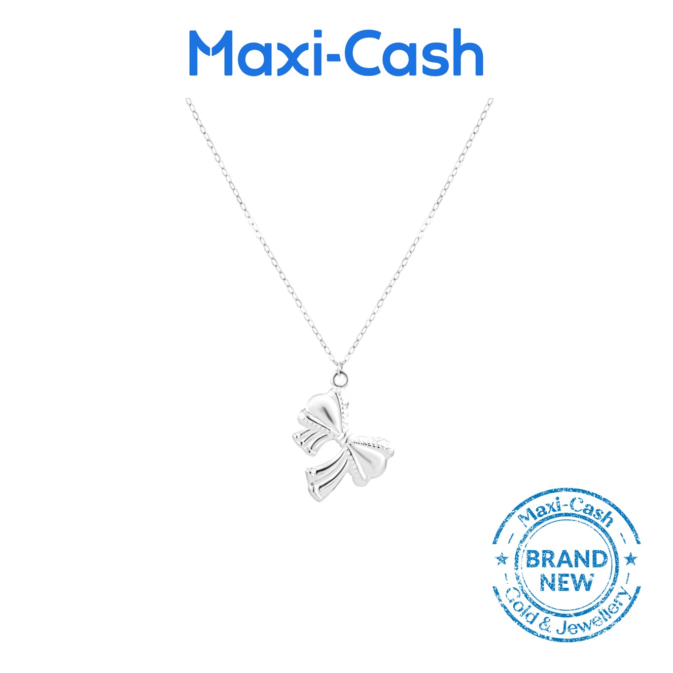 Sweet Ribbon Necklace in 18K White Gold